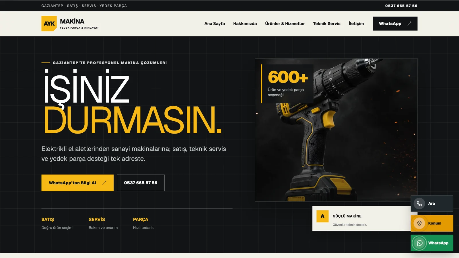 AYK Makina web sitesi ekran görüntüsü